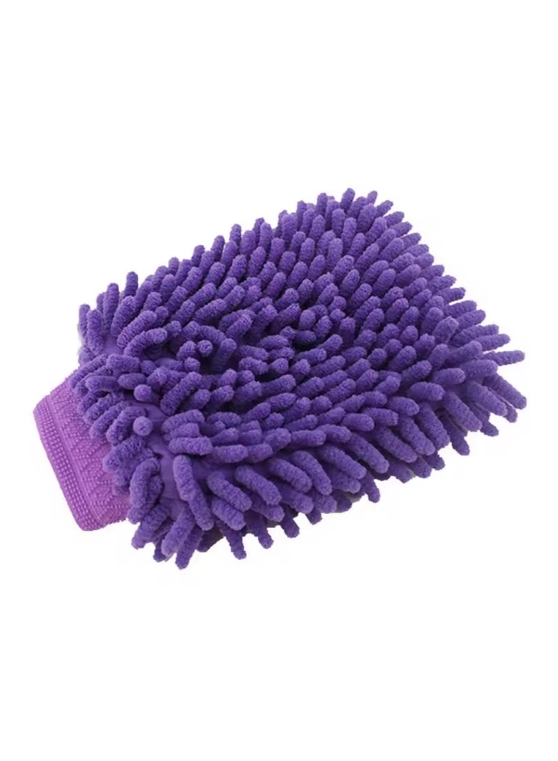 قفاز غسيل السيارات، قفاز مايكروفايبر لتنظيف و تمسيح السيارة، قفاز لتمسيح و تنظيف و غسيل الأسطح و الزجاج، قفاز منشفة مايكروفايبر متعدد الاستخدامات - لون بنفسجي - Image 1